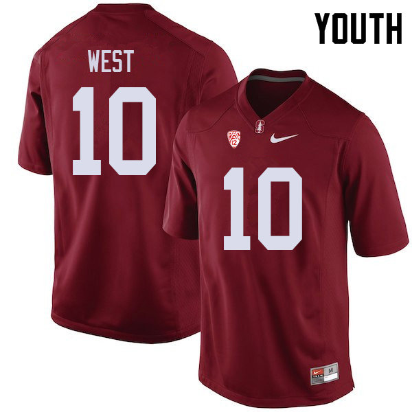 Youth #10 Jack West Stanford Cardinal College Football Jerseys Sale-Cardinal - Click Image to Close